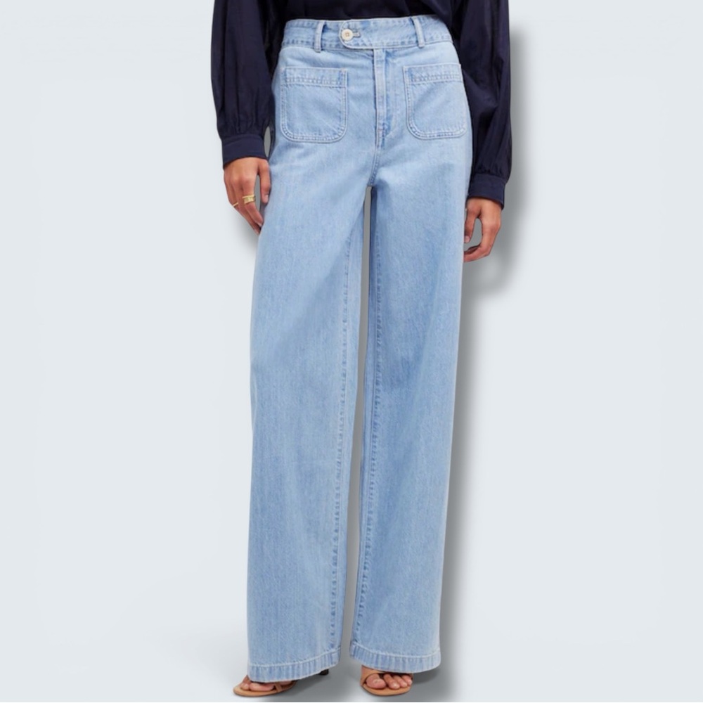 Madewell Baggy Straight Wide Leg Jeans Patch Pocket Bellridge Wash NQI94 Size 31